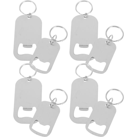 8 Pcs Electric Bottle Opener Keychain Man 7.00X3.70X0.60CM Silver
