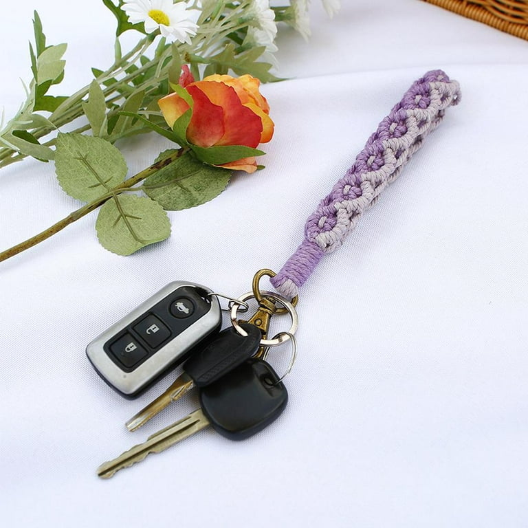 Keychain for Women Girls, Macrame Handmade Bracelet Tassel Wristlet Strap  Keyring Lanyards for Keys Car Keys Handmade Wristlet Keychain Keyring Holder  Wrist Lanyard 