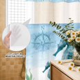 thumbnail image 2 of No Hook Shower Curtain with Built-in Rings - Sea Hippocampus Compass Washable Waterproof Fabric Bathroom Curtains for Hotel,Rentals, 72 X 78 Inch Long , Bule Sea Starfish Shell, 2 of 9