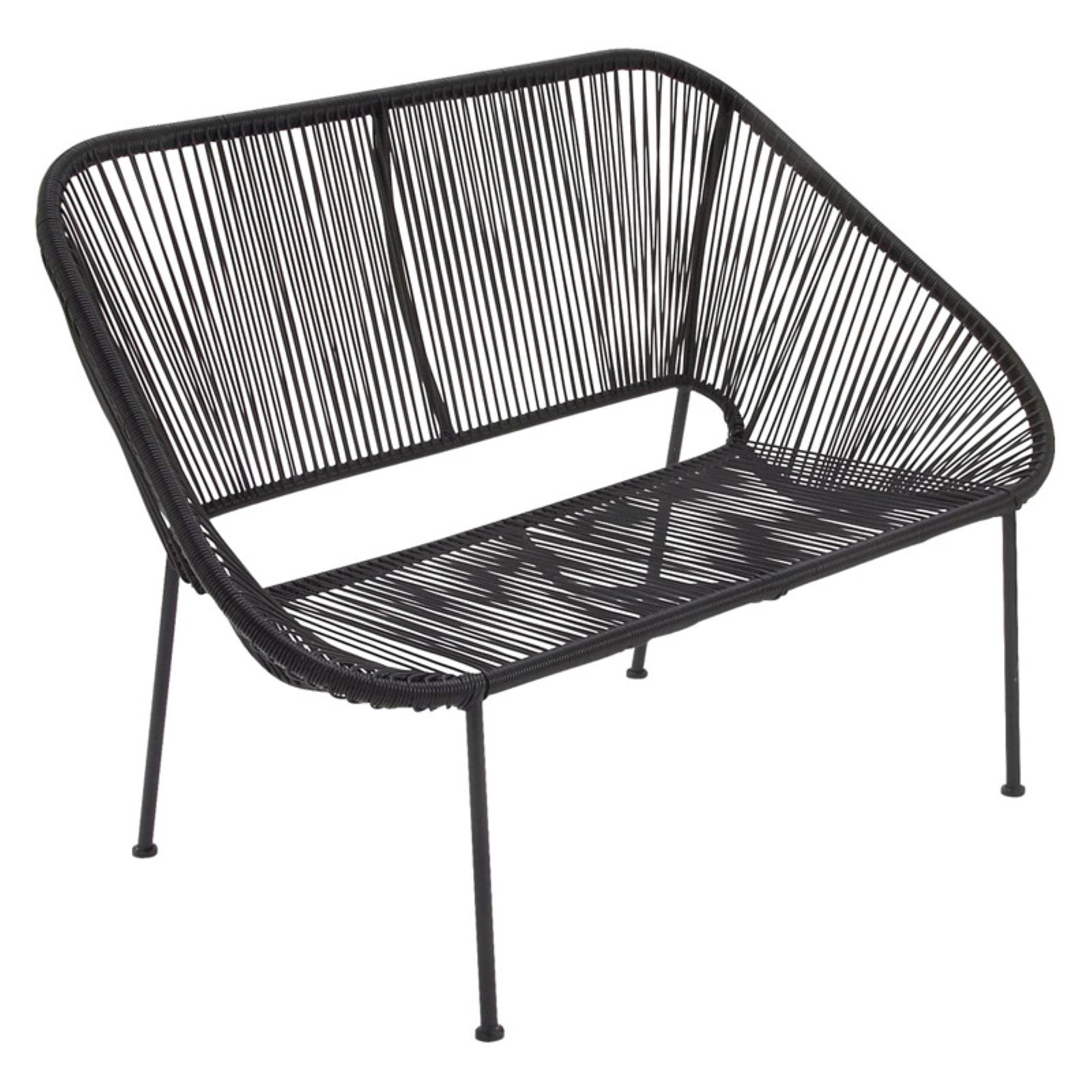 black wicker outdoor bench