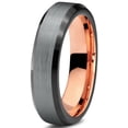 thumbnail image 1 of P. Manoukian Tungsten Wedding Band Ring 4mm for Men Women Black & 18K Rose Gold Plated Beveled Edge Brushed Polished Lifetime Guarantee Size 11.5, 1 of 4