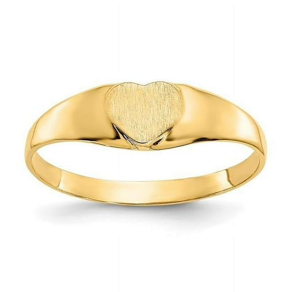 14k Yellow Gold Polished Teen Love Heart Signet Ring Size 3.00 - 1.0 Grams -