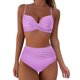 thumbnail image 1 of Traje de baño de mujer con escote en V profundo, cintura alta dividida, bikini sexy ajustado, 1 of 6