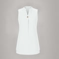 thumbnail image 4 of Kvture Women Mini Dress Casual V Neck Button Sleeveless Dresses Loose Fit Fashion Dress Solid Color Summer Vacation Dresses White, 4 of 7