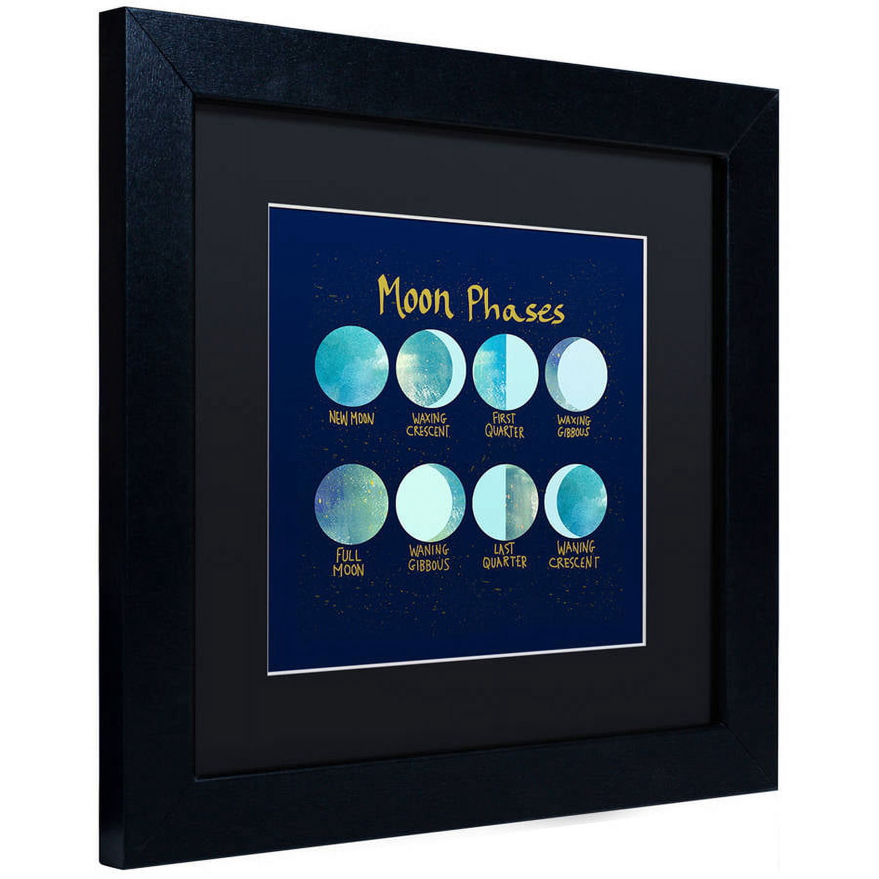 Trademark Fine Art "Moon Phases" Canvas Art by Lisa Powell Braun, Black Matte, Black Frame