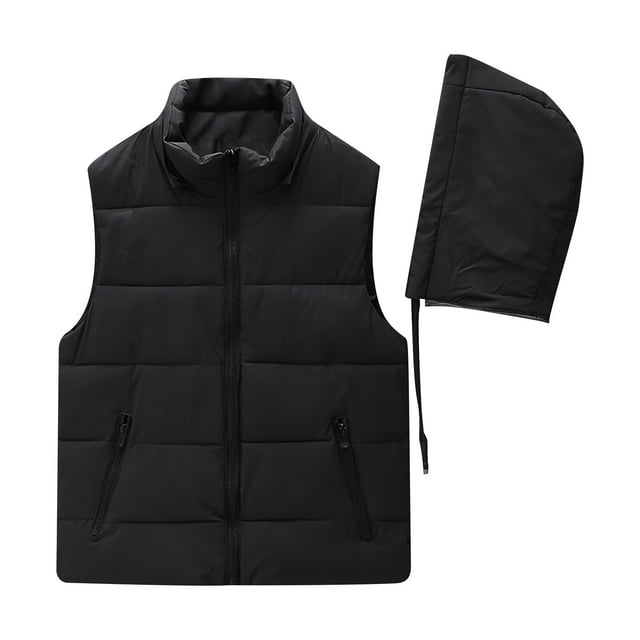 LIaqionyy Veste Sans Manches Surdimensionnée pour Femmes, Veste Courte à Capuche Zippée, Chaude avec Poche