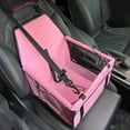thumbnail image 4 of Portable Dog Car Seat - Waterproof, Foldable Booster Seat for Small to Medium Dogs Cats with Safety Leash, Pink, 4 of 13