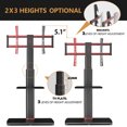 thumbnail image 4 of FITUEYES Universal TV Mount Floor Stand Wood Base for 32-70 inch TVs ,With One Shelf,Black, 4 of 7