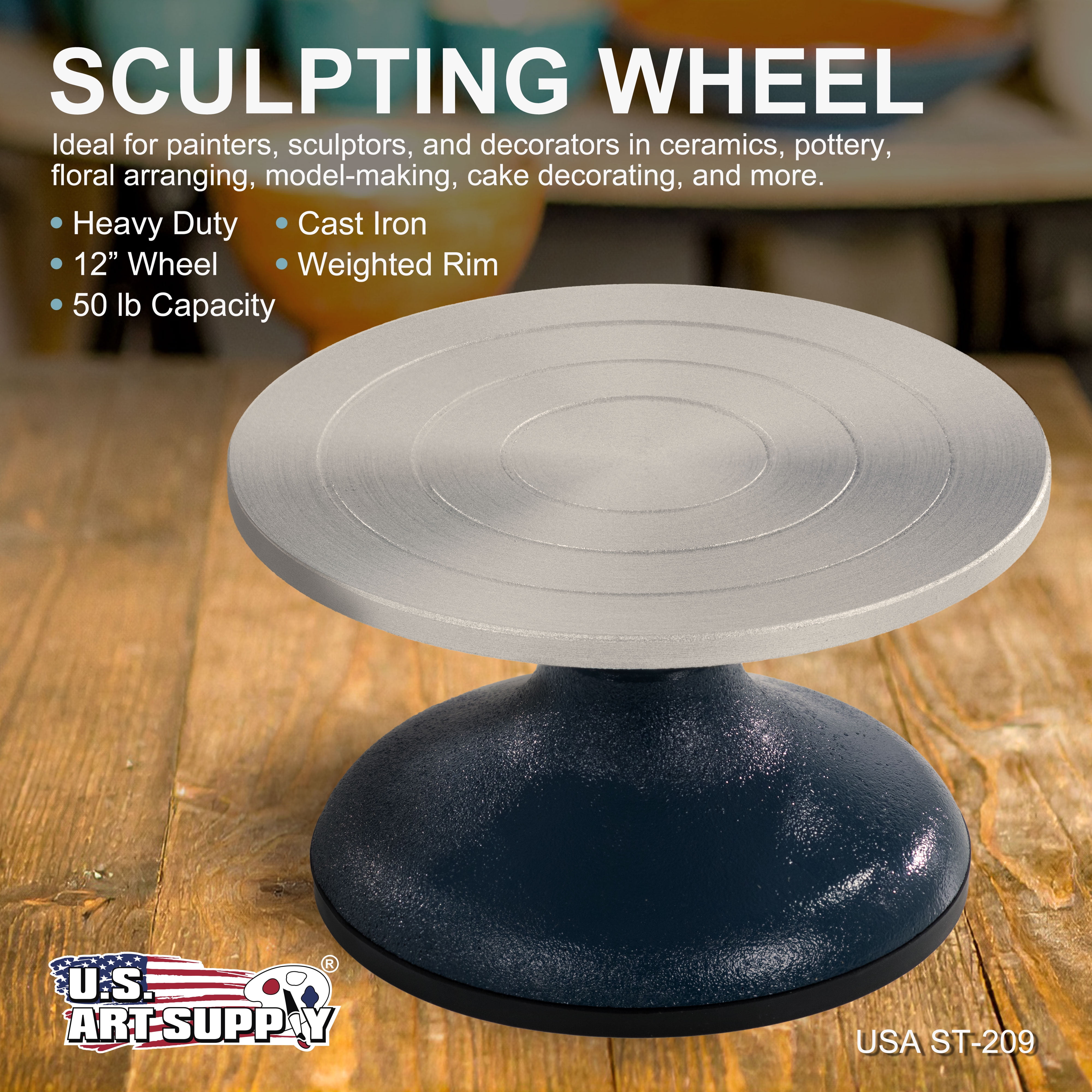 US Art Supply® 7” Diameter Sculpting Wheel- Heavy Duty All Metal Construction