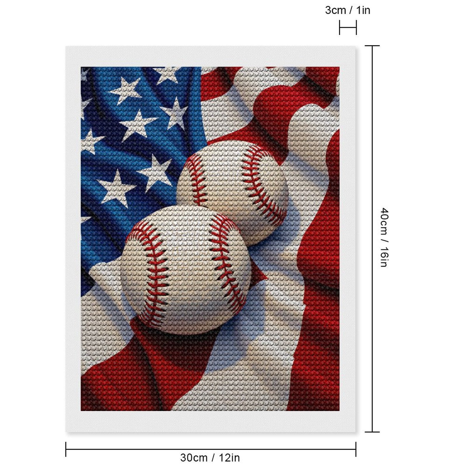 Diamond Art Kits for Adults, Baseballs Stars Stripes Fabric Display 5D Diamond Painting Kits for Adults Beginners, DIY Full Drill Diamond Painting, Gem Art and Crafts 12x16