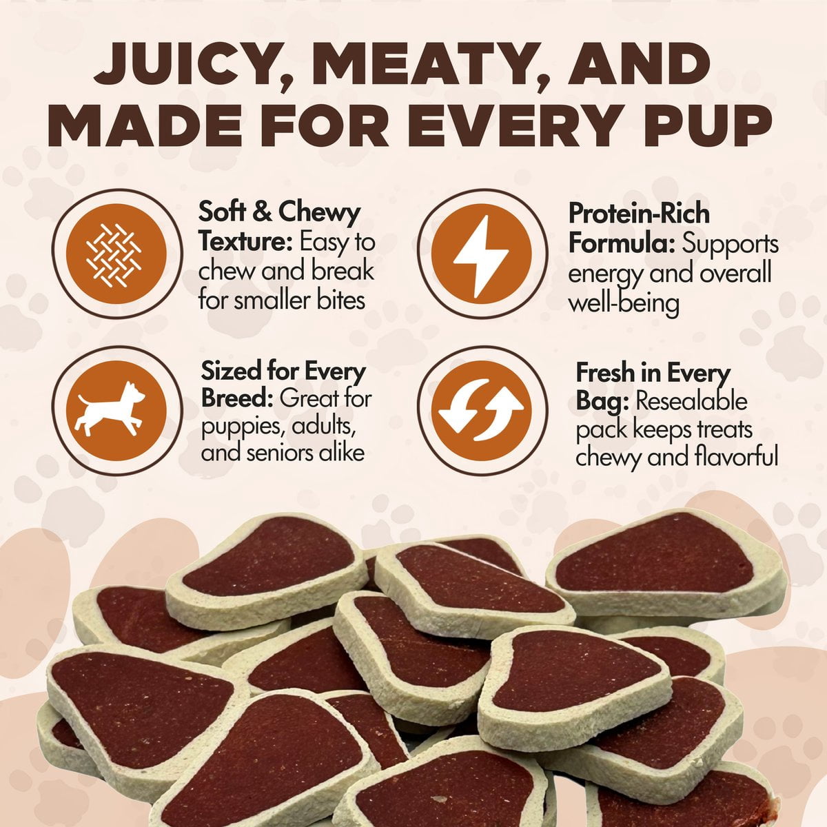 Scoochie Pet Chewka Real Meat Soft & Chewy Juicy Porterhouse Flavor Dog Treats, 25-oz bag