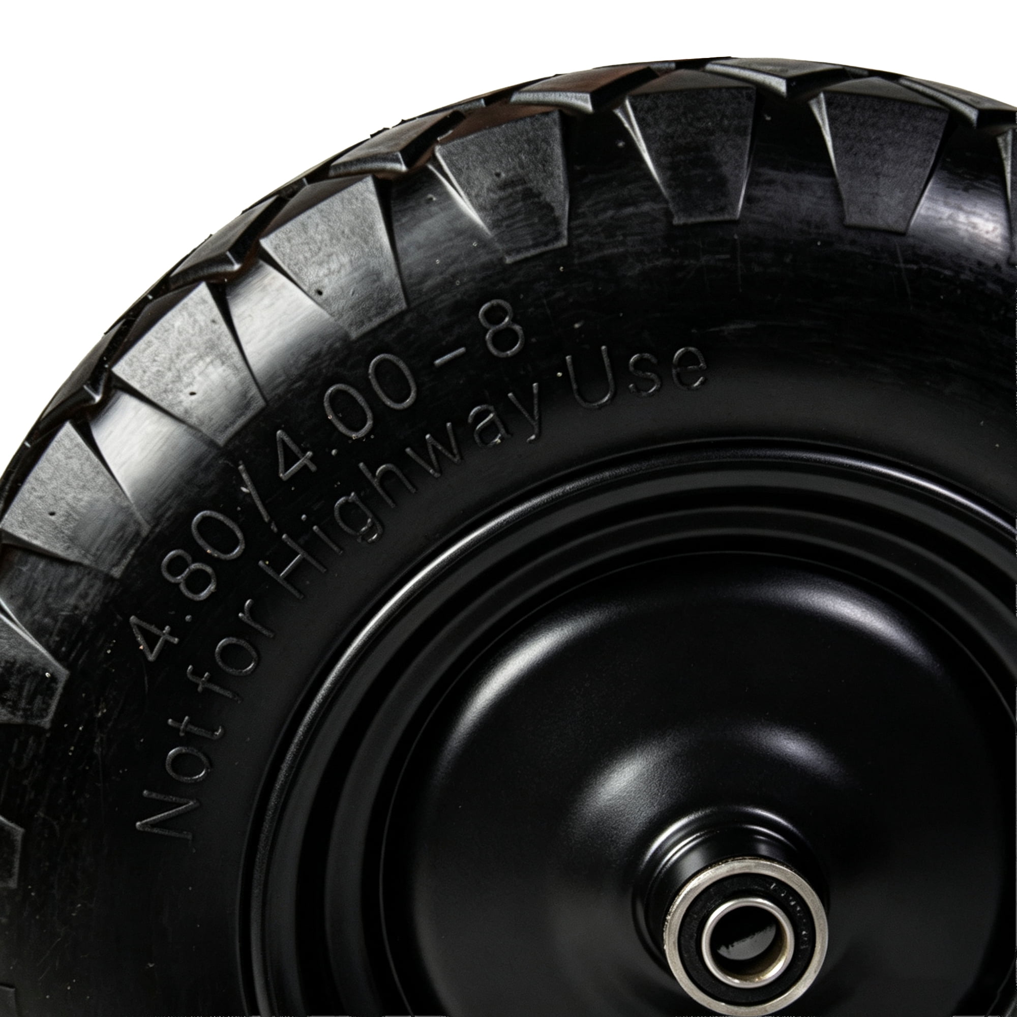 Leumius Set of 2 4.80/4.00-8 Flat-Free Solid Wheelbarrow Tire and Wheel, 16" Solid Tire with 5/8" & 3/4" Bearings, 3" Hub for Hand Truck, Garden Cart, Trailer, Trolley, Wagon