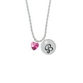 thumbnail image 2 of Delight Jewelry Hot Pink Crystal Heart Silvertone Script Initial Disc - B - Charm Necklace, 20"+3", 2 of 4