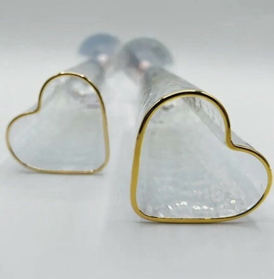 Set Of 4 David Tutera Heart Shaped Glass Champagne Flutes Glasses Valentines New