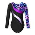 thumbnail image 2 of iEFiEL Girls Gymnastics Leotard Shiny Rhinestone Long Sleeve Colorful Print Bodysuit Dance Costume Starry Sky Black 12, 2 of 5
