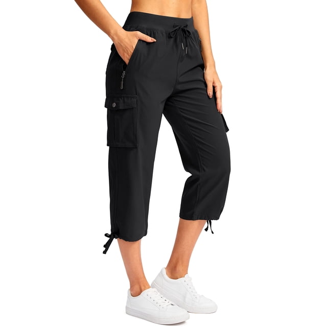 Pantalones tipo capris tipo cargo, ligeros y de secado rápido, para mujer