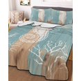 thumbnail image 3 of Quilts Twin Size Bedding Set, Coastal Sea Horse Lightweight Quilted Comforter, Summer Coral Ocean Vintage Wood Soft Reversible Bedspread Coverlet with Pillow Covers for All Season, 68" x 86", 3 of 7