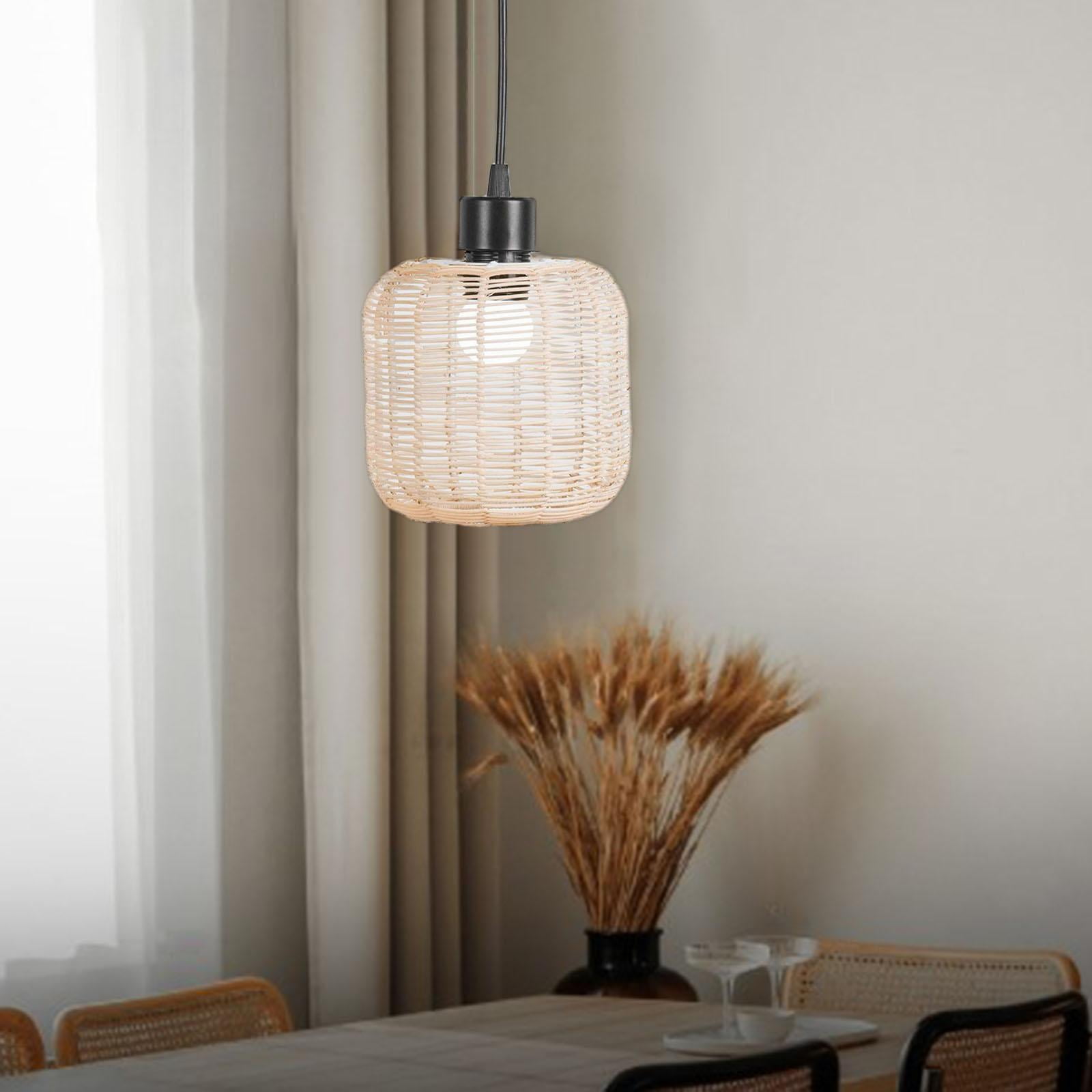 Bvdfgk Ceiling Fan Light Cover, Retro Rattan Woven Chandelier Light Cover, Woven Rattan Style C