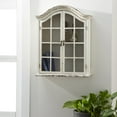 thumbnail image 3 of DecMode Vintage White Wood Wall Décor with Glass Doors and Shelving, 22"L x 8"W x 28"H, 3 of 14