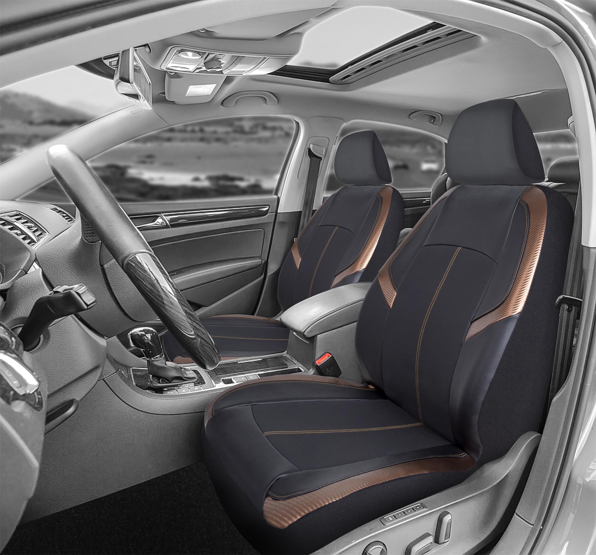 Auto Drive 2PC High Back Seat Covers Carbon Fiber Copper Universal