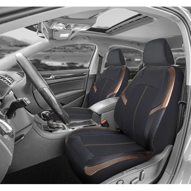 Auto Drive 2PC High Back Seat Covers Carbon Fiber Copper Universal Fit