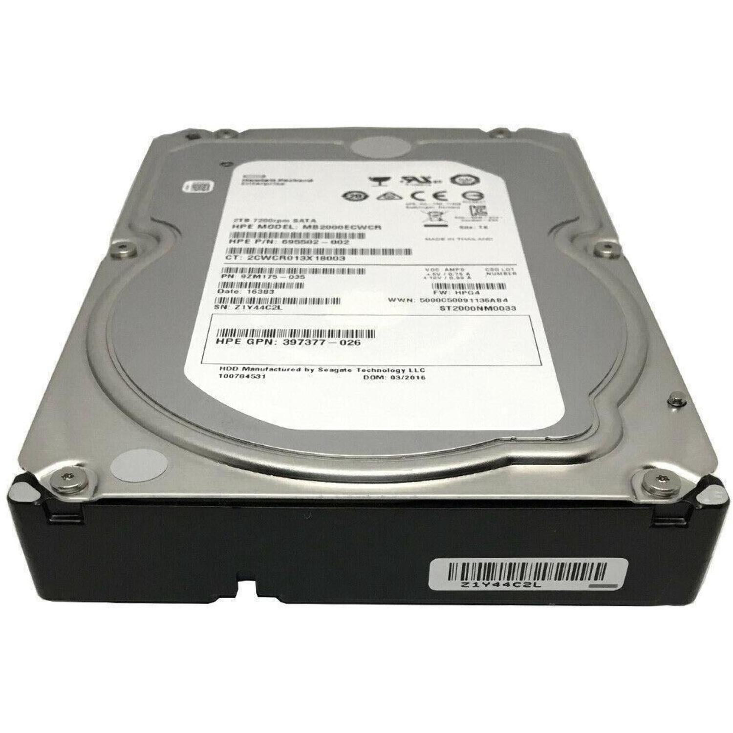 HP / Seagate 2TB ST2000NM0033 7200RPM 128MB Cache SATA 6Gb/s 3.5" Enterprise HDD 763649030042