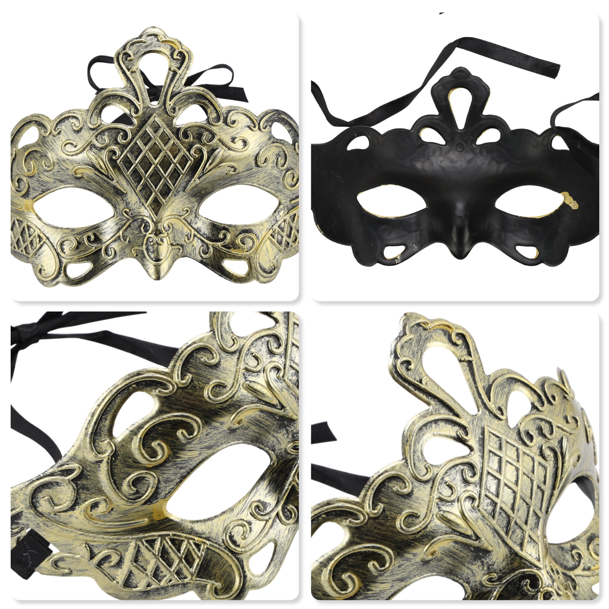 Unique Bargains Elegant Half Face Party Mask 1 Pcs Gold Pattern 7