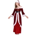 thumbnail image 2 of Luxalzxs Woman Fashion Red Christmas Tube Top Embroidered Dress Suit with Hat and Belt Christmas Masquerade Party Costume, 2 of 5