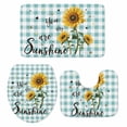 thumbnail image 2 of Sunflower Flower Bathroom Rugs Set You Are My Sunshine Bee Spring Plant Green Plaid Non Slip Absorbent Soft Bath Mats 3 Piece Set with Bathroom Rug, U-Shaped Floor Mat, Toilet Seat Cover Large Size, 2 of 9