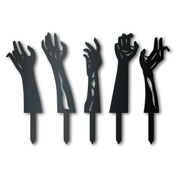 Metal Zombie Hands Garden Stakes | Set of 5 | Outdoor Halloween Decor | Up to 30" | Over 20 Color Options 18