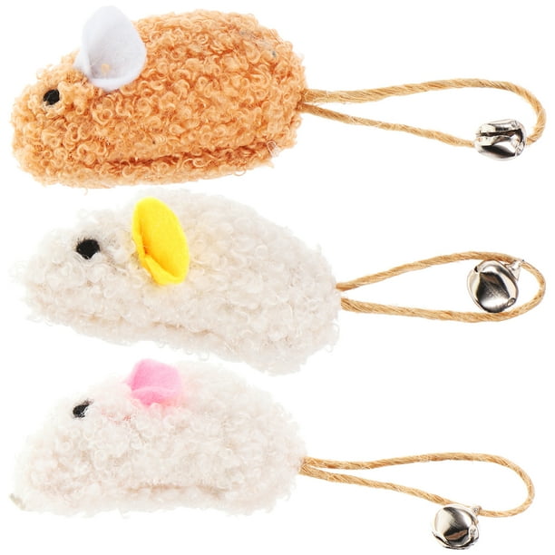 KAKOWELY 3 juguetes de peluche con forma de ratón para gatos con cascabeles, juguetes interactivos para gatos.
