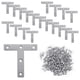 thumbnail image 2 of 20 soportes de esquina planos, soportes de ángulo de estante en forma de T de 3.1 × 3.1 con tornillos, placas de reparación de metal de alta resistencia, conectores de esquina de juntas para muebles, 2 of 6
