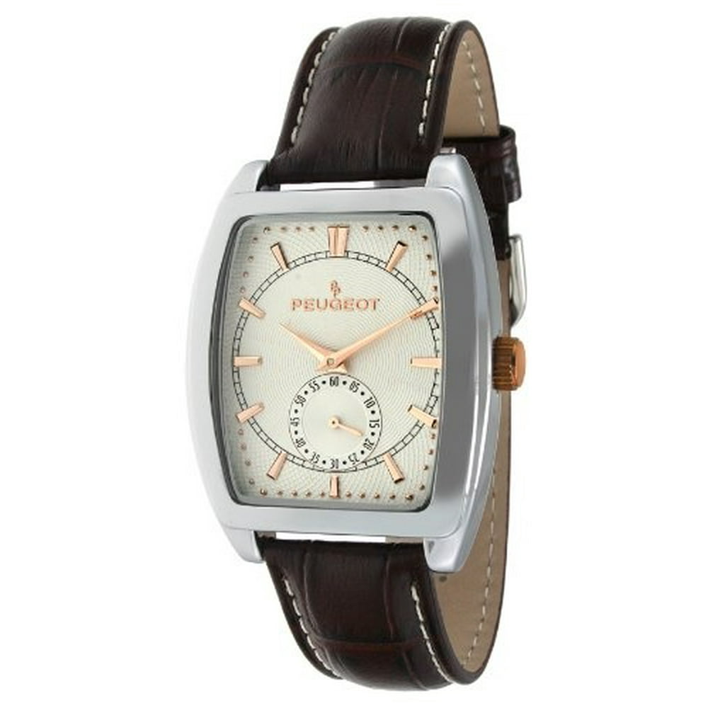 Peugeot peugeot men's 2027 twotone watch with embossed leather strap