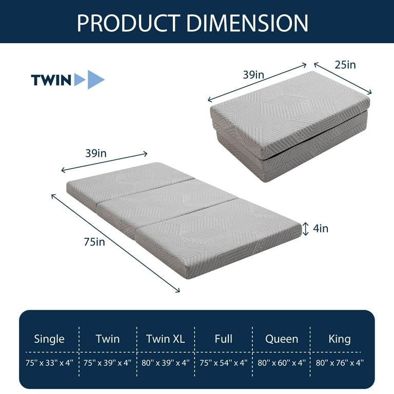 Free Shipping MLILY 4 Tri folding Memory Foam Single Mattress Walmart