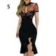 thumbnail image 2 of Minnieouse Mujer verano ceñido al cuerpo flor volantes ahueca hacia fuera el dobladillo vestido fiesta manga corta malla bordada elegante para la Vestidos Bordado/S, 2 of 6