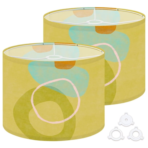Lamp Shades Set of 2 Easy Assembly Modern art soft light colors abstract circles Drum Lampshades for Table Lamps Floor Lamps Pendant Light 13"x13"x10" Replacement Lamp Shade