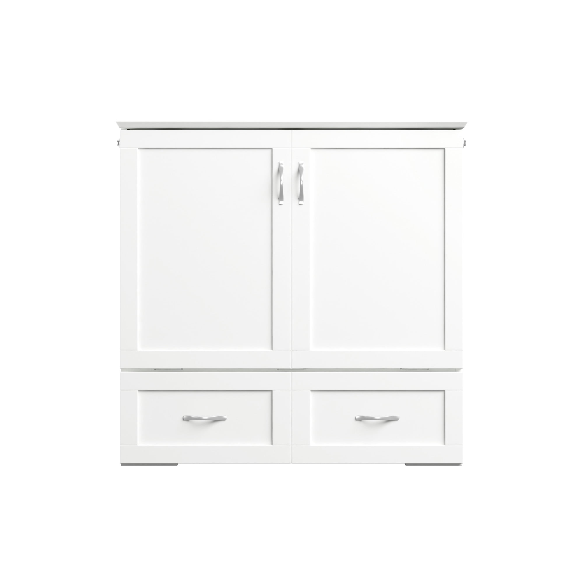 AFI Hamilton Twin-XL Wood Murphy Bed Chest with 6" Mattress, Drawer & Charger, White