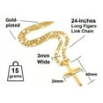 thumbnail image 2 of Prima Jewelries 18K Yellow Gold-Plated Prayer Bible Religious 24-Inches Figaro Link Crucifix Pendant Unisex Necklace Set Gift, 2 of 6