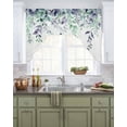 thumbnail image 2 of Eucalyptus Leaves Kitchen Curtains Swag Valance for Windows/Bathroom/Cafe, Purple Green Botanical Vines Floral Rod Pocket Drape Panel Swag Curtain Valance for Bedroom/Living Room 55''x36'', 2 of 6