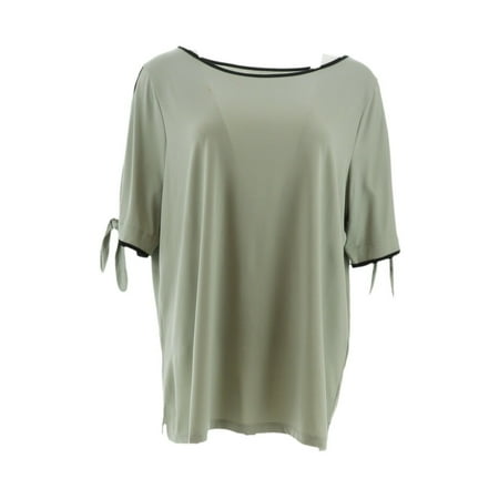 Belle Kim Gravel Color Tipping Split Elbow Slv Top A305581