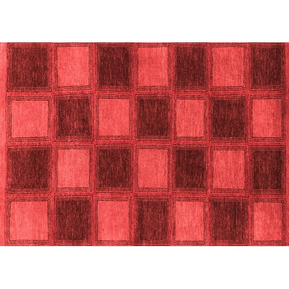 Ahgly Company Machine Washable Indoor Rectangle Checkered Red Modern Area Rugs, 5' x 8'