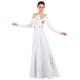 thumbnail image 3 of IDOPIP Women's Liturgical Praise Dance Dress Metallic Cross Lyrical Dancewear Robe Worship Costume, 3 of 7