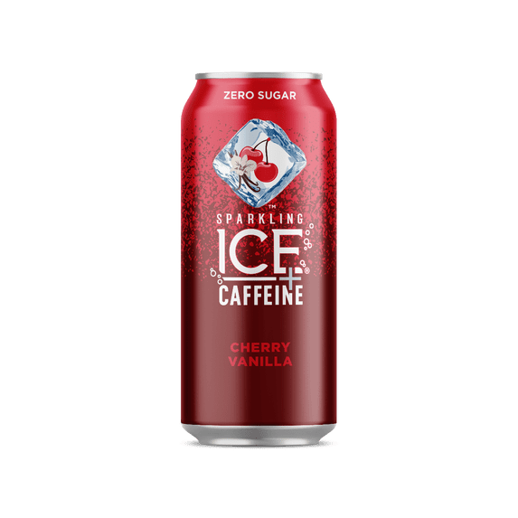 Sparkling ICE Naturally Flavored Sparkling Water + Caffeine, Cherry Vanilla, 16oz Cans (Pack Of 12)