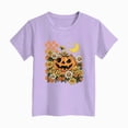 thumbnail image 4 of CAUYDY Kids Girls Halloween T-Shirts Tee, Short Sleeve Cute Pumpkin Ghost Daisy Print Crew Neck Fall Casual Tops for Kids Sizes 5-6 Years, 4 of 5