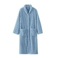 thumbnail image 1 of JUNWELL BLVB Women‘s Plush Long Robe Soft Bathrobe Button Up Housecoat Fuzzy Fleece Warm Winter Robe Sleepwear with Pockets, 1 of 7