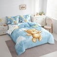 thumbnail image 3 of Homewish Cute Cartoon Bear 7-Piece Twin Bedding Sets,Polka Dots Ballon Bedding Comforter Set,Blue Brown Sheet Sets For Boys Teens,Breathable Home Decor Reversible, 3 of 8
