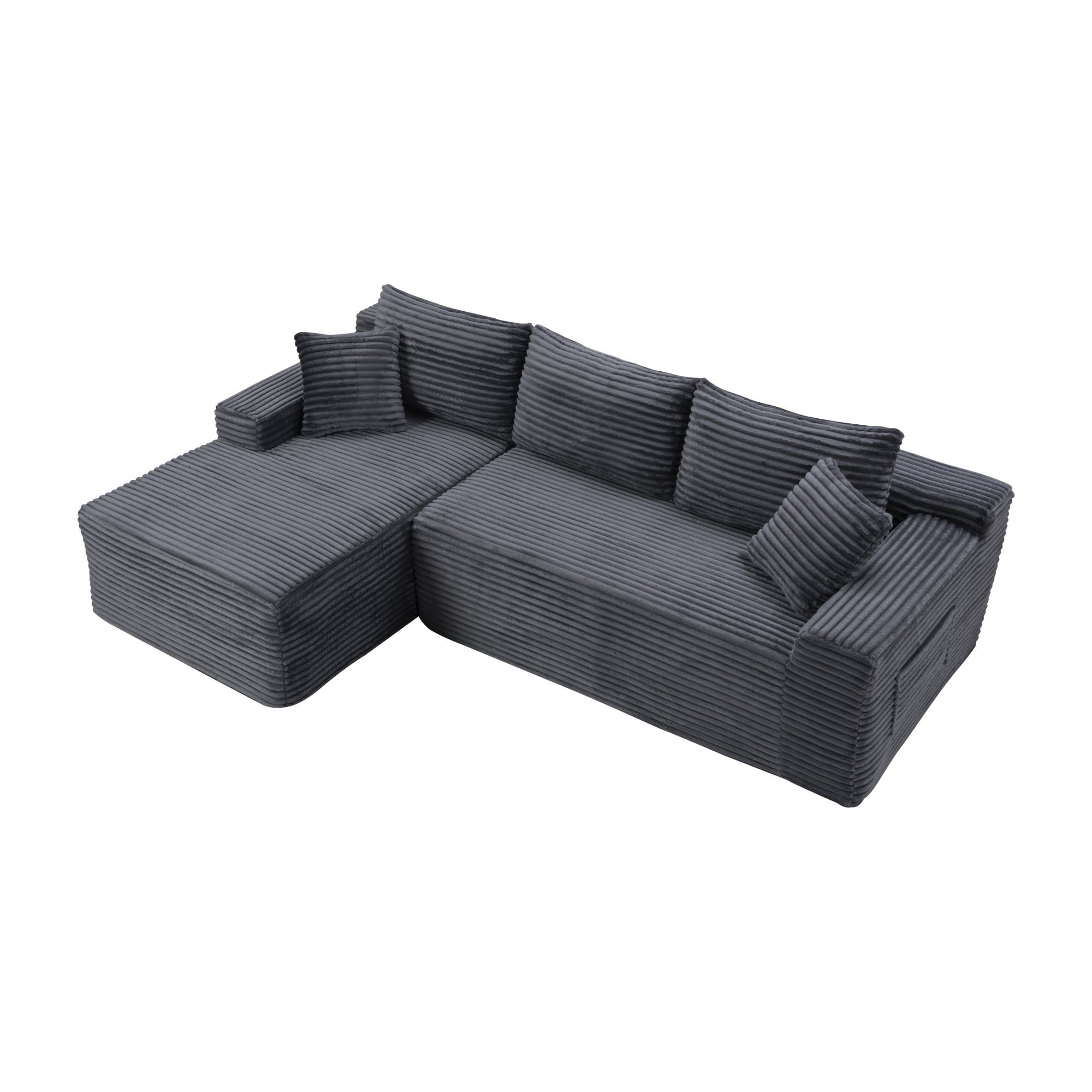 Leumius 106.3" Cloud Modular Sectional Sofa Couch with L-Shape Chaise,Modern Minimalist Upholstered Couches for Living Room Bedroom No Assembly Required Gray-L