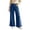 Dark Blue, variant on Women's Fashion High Waist Straight Leg Jeans Ruffle Hem Denim Long Pants with Pockets Button Zipper Casual Trouser