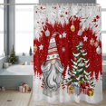 thumbnail image 2 of Red Christmas Bathroom Shower Curtain Dwarf Present Xmas Ball Snowflake Winter Waterproof Washable Shower Curtains for Bathtub Bath Decor with Grommets and Hook 36 X 72 Inch, 2 of 8