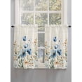 thumbnail image 3 of Blue Flowers Rustic Tier Curtains 45 Inches Long, Spring Vintage Botanical Floral Beige Window Treatment Curtain Drapes, Window Half Privacy Curtains for Bedroom Bathroom, 42"x45", 2 Panels, 3 of 7